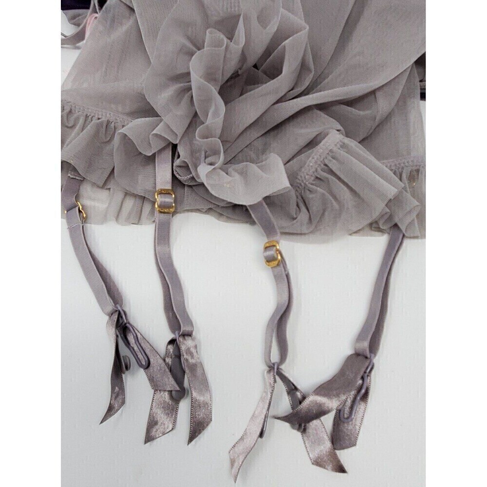 VICTORIA'S SECRET VERY SEXY GREY & PURPLE LINGERIE NEGLIGEE GARTERS WOMEN 36C - Picture 11 of 12